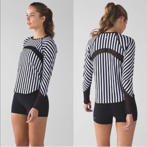 Lululemon Sun Runner Mesh Striped Long Sleeve Top